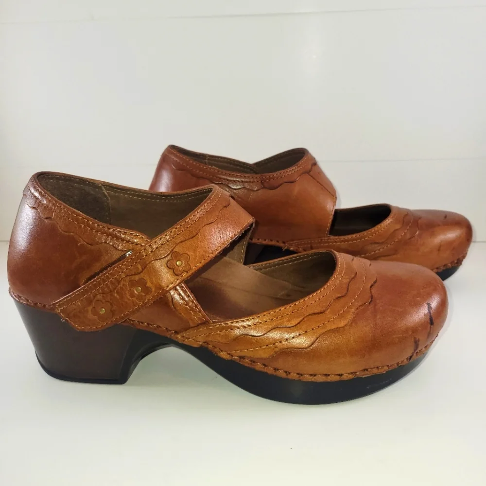 Dansko Brown Leather "Harlow" Clogs Mary Janes 41 - Picture 5 of 7